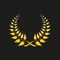 Laurel wreath icon. Golden Award and victory symbol. Trophy and prize for winners. Vector illustration Royalty Free Stock Photo